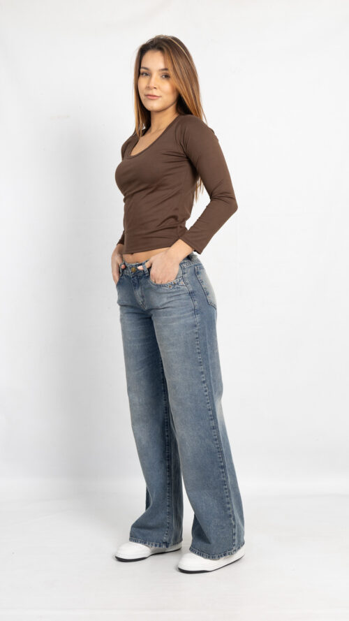 Art. 654 | Wide leg azul ruedo