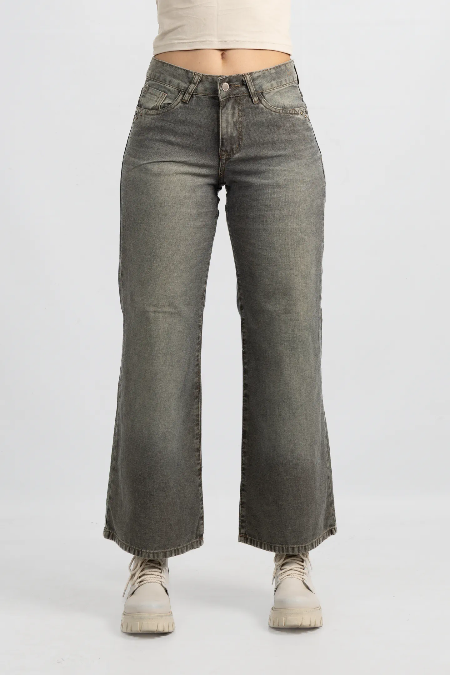 Art. 929 | Wide Leg olive Rust Detalle Bolsillo TM