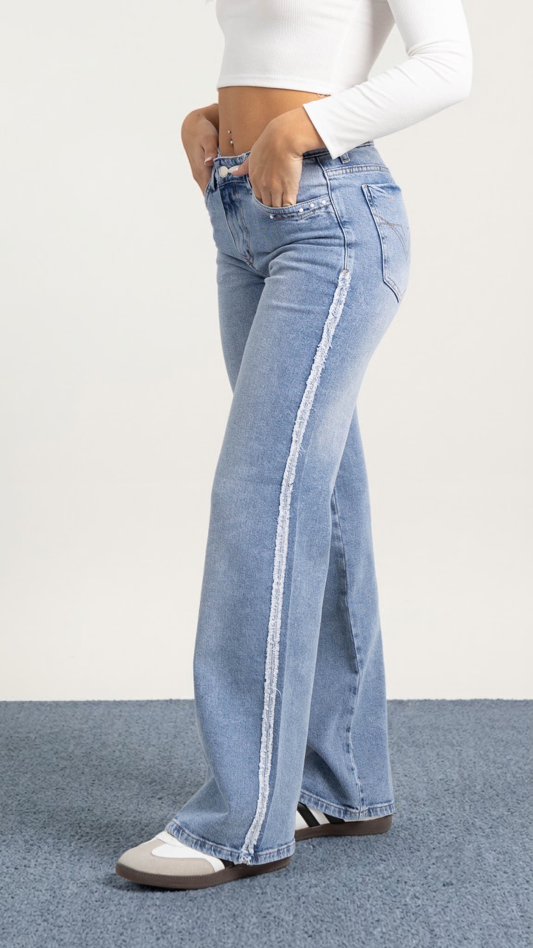 Art. 962 | Wide leg Nevado Semi-Elastizado franja costados desfl. TM
