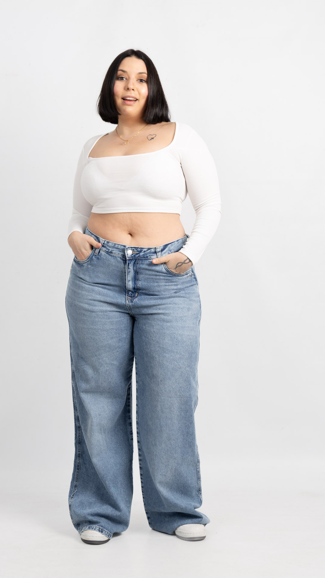 Art. AJ | Wide leg Nevado con tachitas bolsillos TM