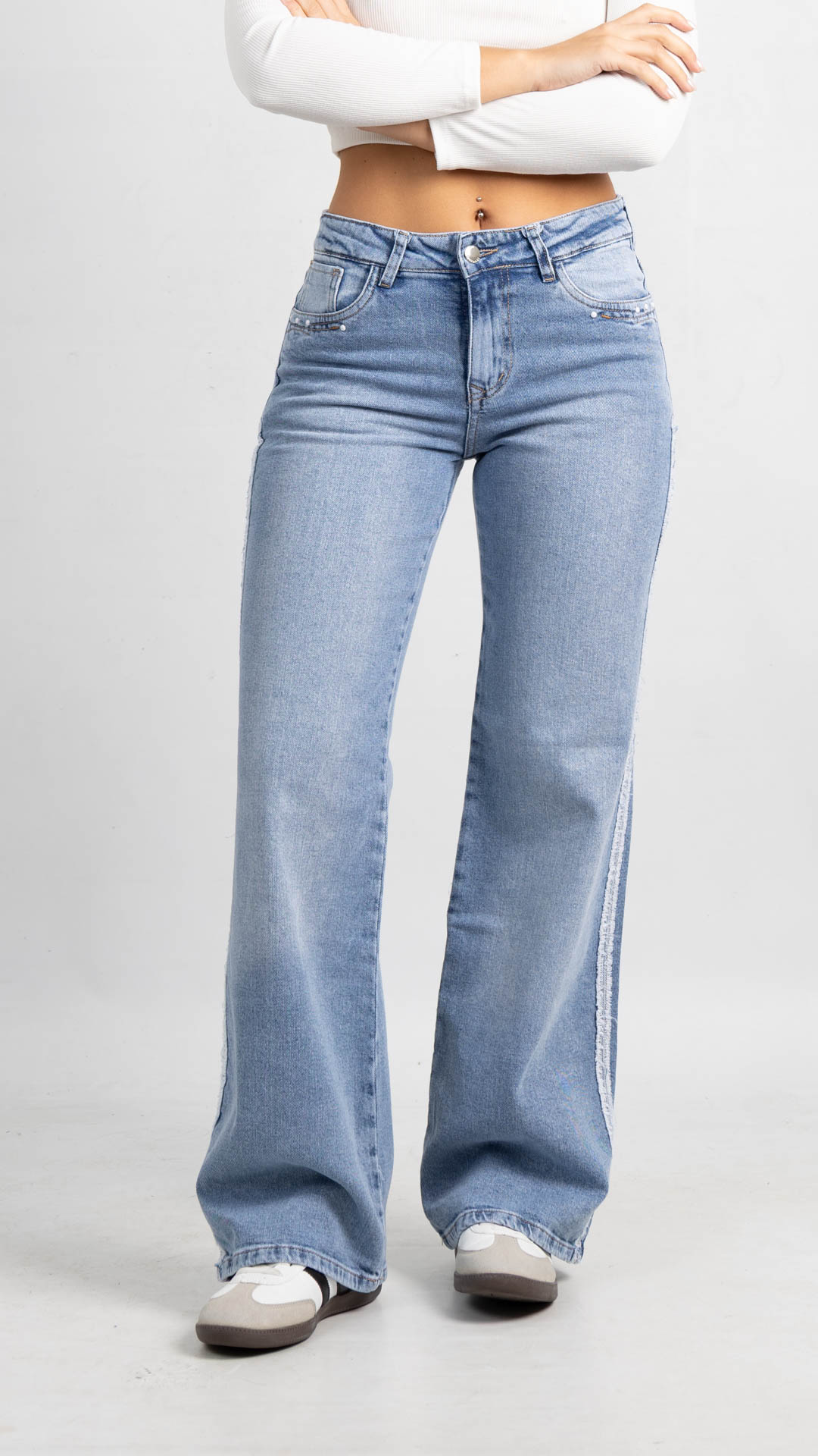 Art. 962 | Wide leg Nevado Semi-Elastizado franja costados desfl. TM