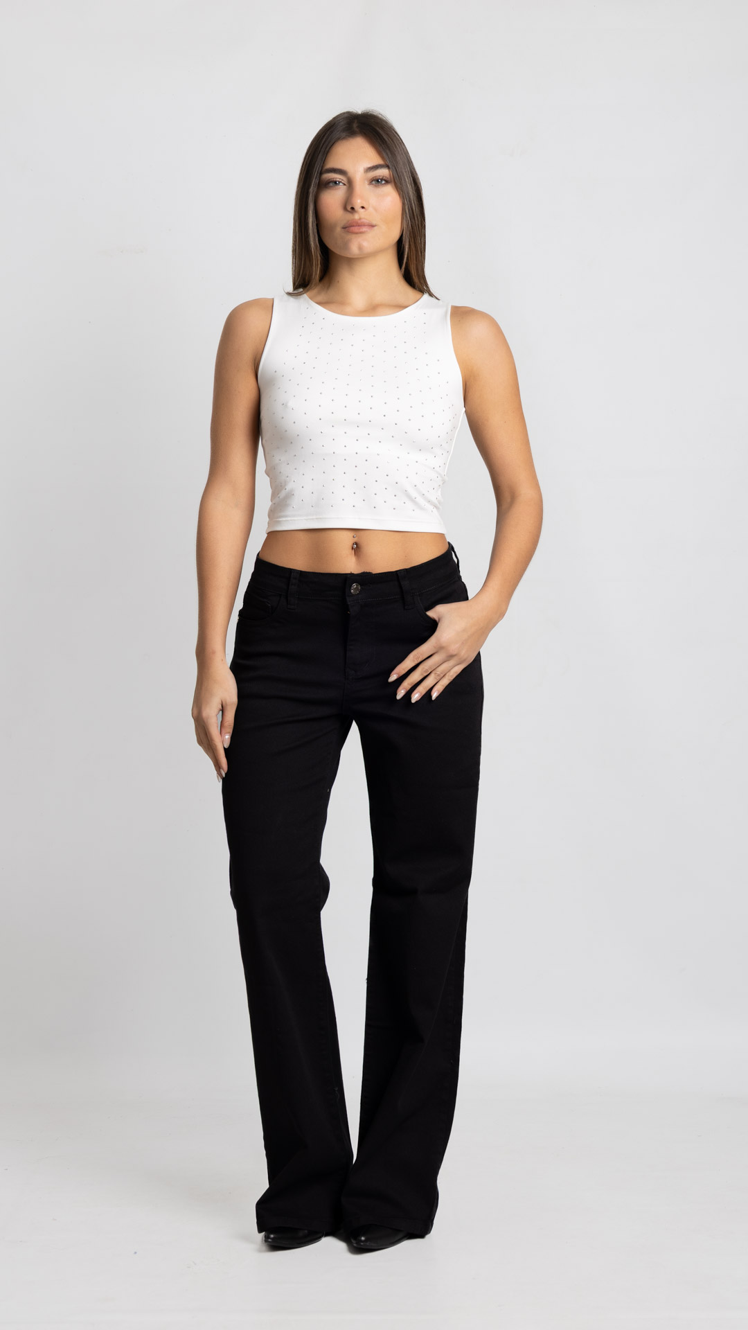 Art. 971 | Wide leg Elastizado Negro Clasico TM