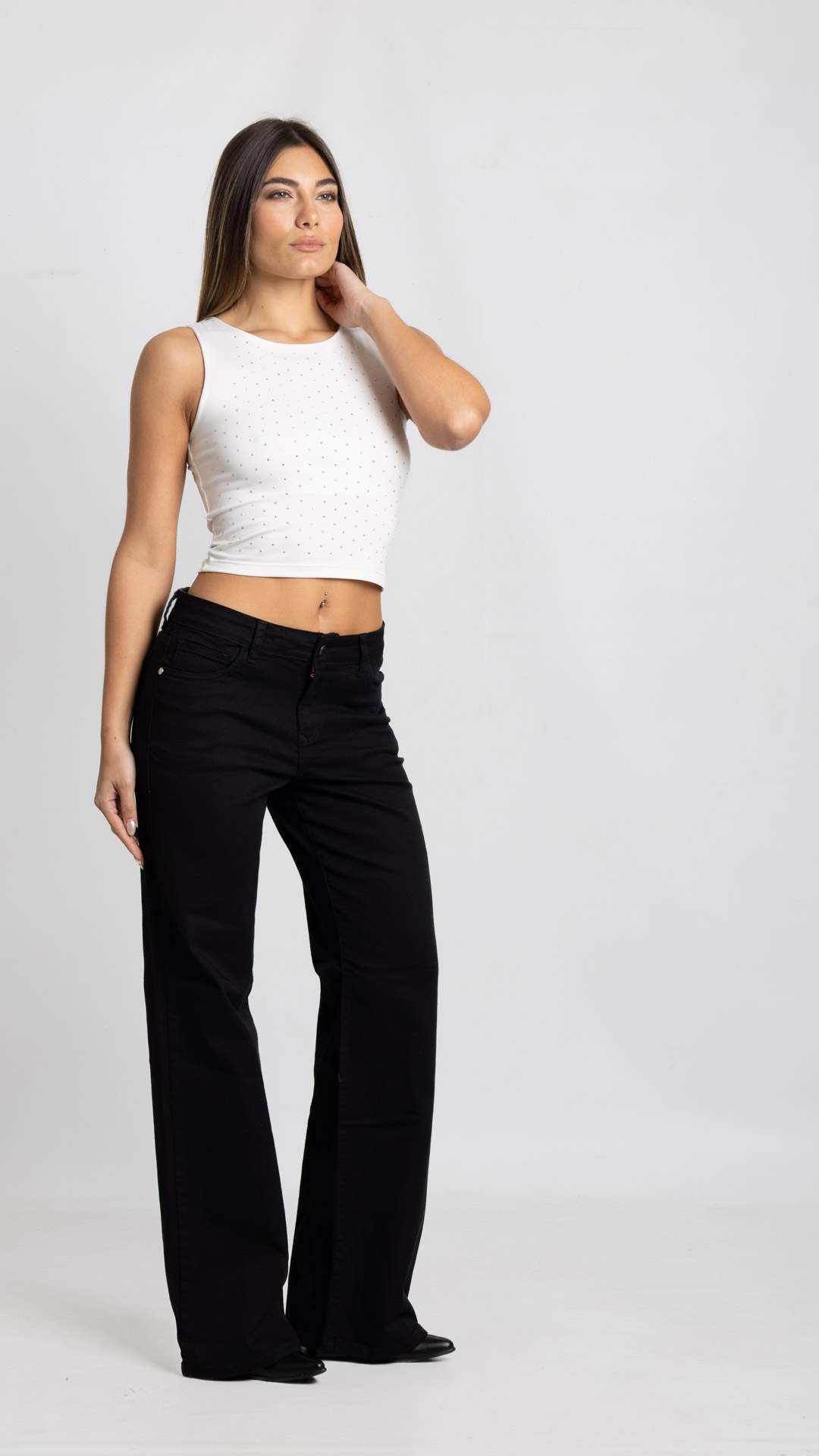Art. 971 | Wide leg Elastizado Negro Clasico TM